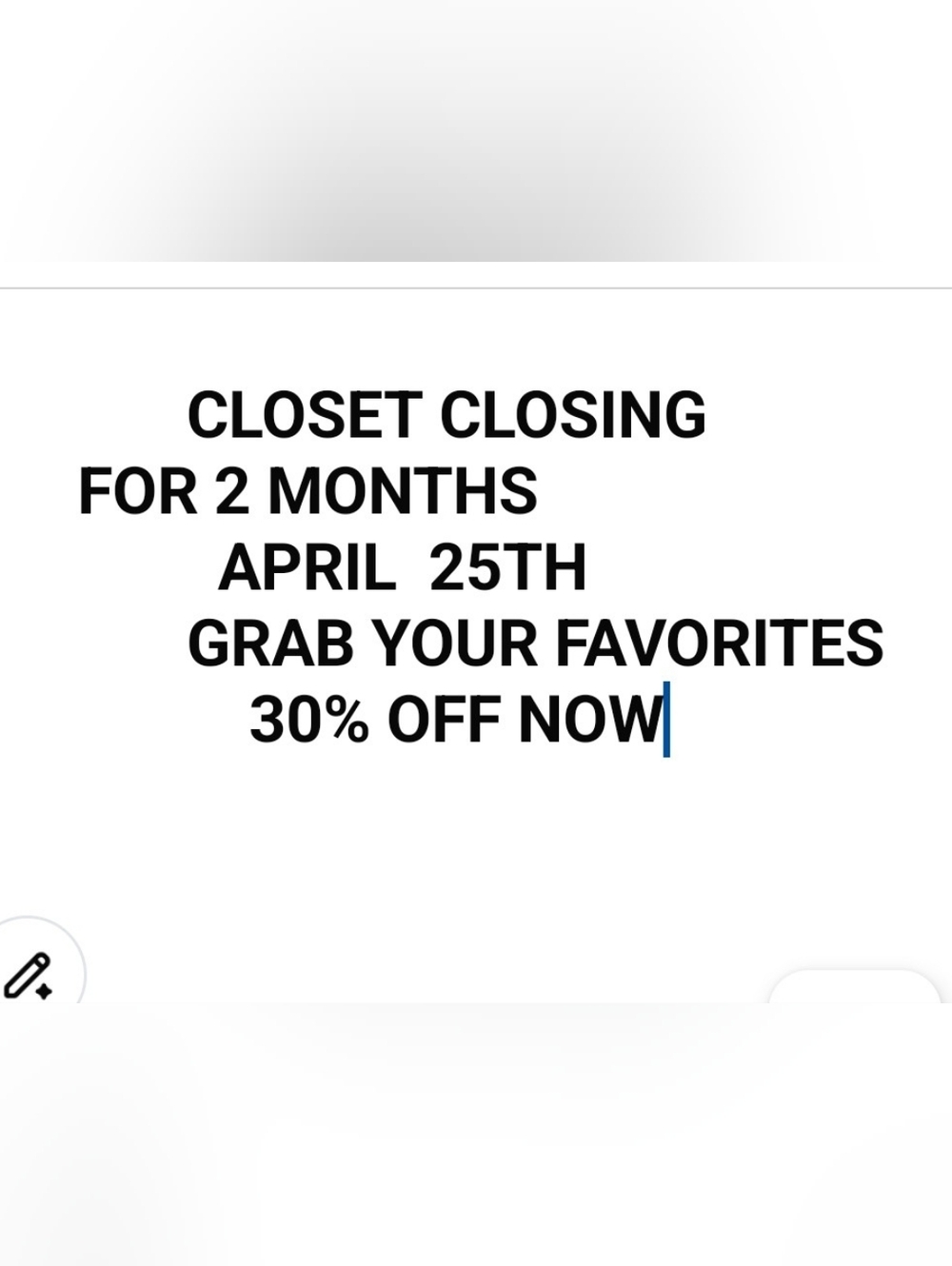 30% Off Everything Except $15.00 And Below.